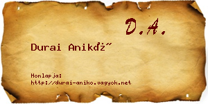 Durai Anikó névjegykártya